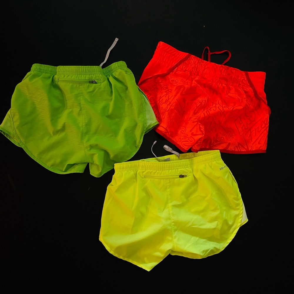 Lot of 3 nike shorts XS green yellow red barely used
